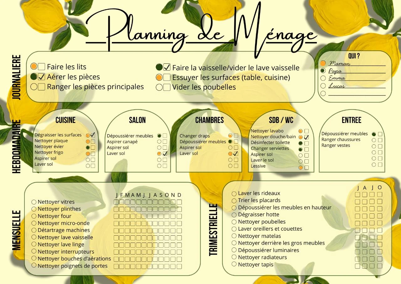 Planificador de Limpieza A4 Laminado Reutilizable - Distribución de Tareas – photo 7